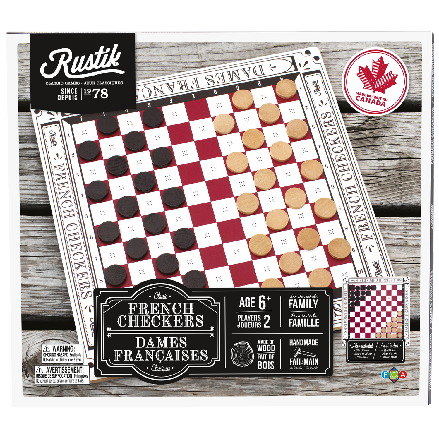 Rustik Board Games Crokinole and Checkers Board - Endeavours ThinkPlay